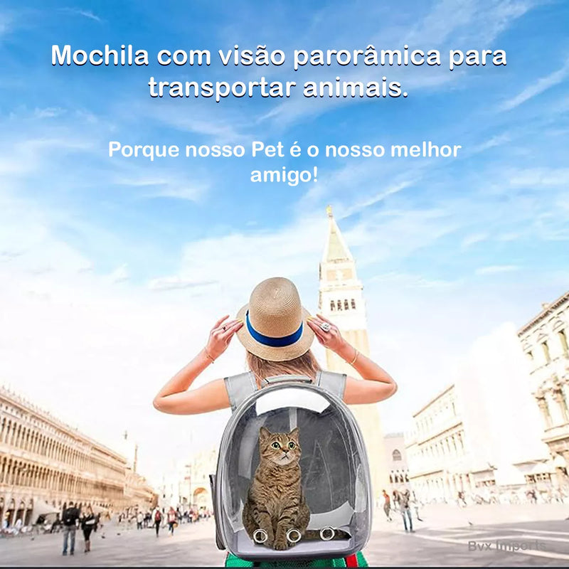 Mochila Pet Transporte para Cães e Gatos - Visão Ampla