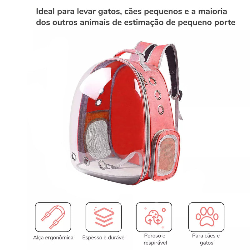 Mochila Pet Transporte para Cães e Gatos - Visão Ampla