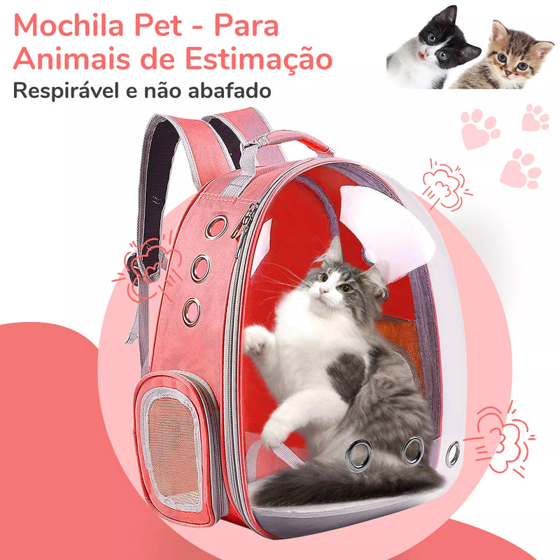 Mochila Pet Transporte para Cães e Gatos - Visão Ampla