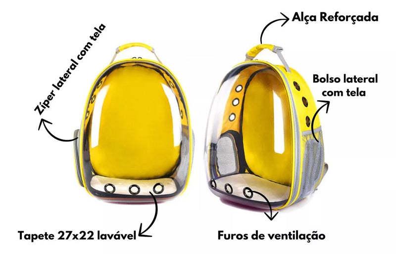 Mochila Pet Transporte para Cães e Gatos - Visão Ampla