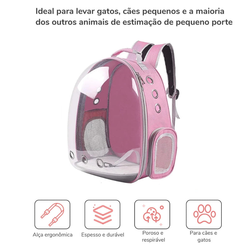 Mochila Pet Transporte para Cães e Gatos - Visão Ampla