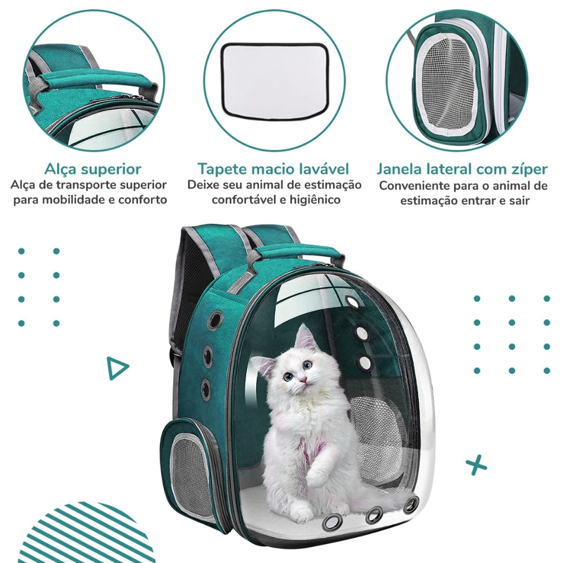 Mochila Pet Transporte para Cães e Gatos - Visão Ampla